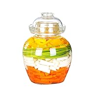 1.5L Glass Jar with Lid Fermentation Jar, Traditional Fermenting Kit Crock with Water Seal Airlock Lid, Pickle Jar for Pickles Kimchi, Sauerkraut, Wine Brewing Kombucha