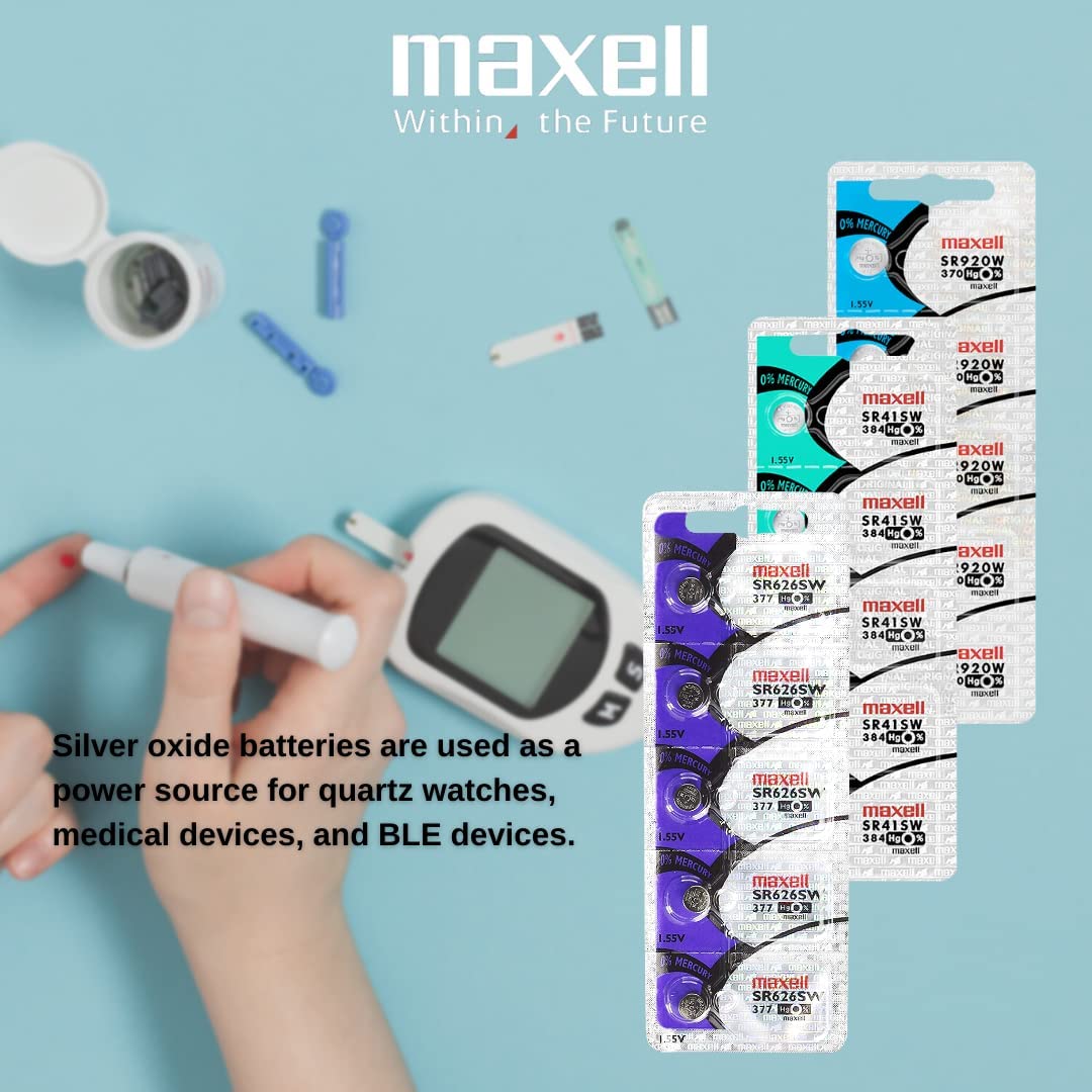 2 x MAXELL SR626SW 377 1.55v Silver Oxide Button Cell Watch Battery - Official Genuine Maxell
