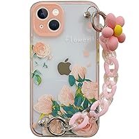 Cute Rose Blossom Hand Rope Phone Case for iPhone 12 13 11 Pro Max 7 8 Plus X XR XS Max Pink Flower Bracelet Clear Soft Cover,DS176,3,for,iPhone13ProMax