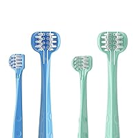 Triple Side Toddler Toothbrush (Blue+Green)- 3 Sided All Cleaning Ultra Soft Training Tooth Brush for Baby, Toddlers 1 Years and Up