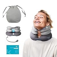 Neck Stretcher with Removable Air Pump, LK Cervical Traction Device for Neck Pain Relief, Inflatable Neck Brace for Neck Decompression, Portable Neck Traction for Use at Home or on Trips(Storage Bag)