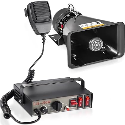 VEVOR 200W Car Warning Alarm Vehicle 7 Sound Loud Warning Alarm Kit MIC System Emergency Fire Siren PA Speaker