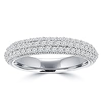1.25 ct Ladies Three Row Round Cut Diamond Wedding Band Ring in Platinum