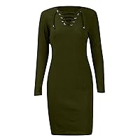 Sweater Dresses for Women 2023 Trendy Fashion Long Sleeve Sweater Long Dress Bandage Slit Slim Dress