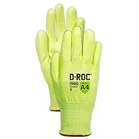 MAGID GPD545HV9 D-ROC HPPE Blend PU Palm Coated Gloves, Size 9, Hi-Viz Yellow (12 Pairs)