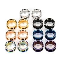 14PCS Ear Gauges Tunnels Plugs Stainless Steel Screw Fit Stretcher Expander Body Piercing Jewelry Set 6mm-25mm