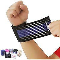 Wrist Wraps Support Brace for Men & Women, 2 Pack Bandages for Work Out & Fitness, Injury Prevention, Pain Relief and Recovery. Effective for Carpal Tunnel & Sprains (Black/Blue)