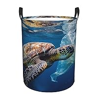 Laundry Basket Hamper Sea turtle and plastic Waterproof Dirty Clothes Hamper Collapsible Washing Bin Clothes Bag with Handles Freestanding Laundry Hamper for Bathroom Bedroom Dorm Travel