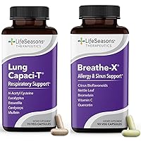 LifeSeasons Breathe-X with Lung Capaci-T - Allergy & Respiratory Support - Fast Acting Sinus Relief - Increases Oxygen Capacity & Reduces Mucus - 180 Capsules
