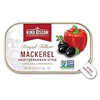 King Oscar Skinless & Boneless Mackerel Fillets, Mediterranean Style, 4.05 -Ounce Cans (Pack of 1)
