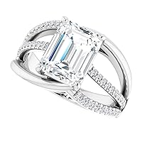 Fashionable FLOWERBUD Engagement Ring, Emerald Cut 2.10CT, Colorless Moissanite Ring, 925 Sterling Silver, Solitaire Engagement Ring, Wedding Ring, Perfact for Gift Or As You Want