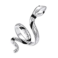 FindChic Snake Statement Ring for Women Punk Gothic Serpent Ring Platinum Plated Adjustable Retro Biker Knuckle Cuff Rings for Girls 3D Snake Animal Jewelry