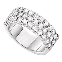 The Diamond Deal 14kt White Gold Womens Round Diamond Triple Row Pave Band Ring 3 Cttw