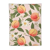 Peaches with Flowers and Leaves Printed Tapestry Wall Hanging Poster Vertical Artwork for Home Bedroom Living Room Decorative