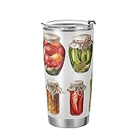 Pickles Cucumber Tomato Chili Tumbler Stainless Steel Insulated Cup Travel Mug for Coffee Double Wall Vacuum Thermos with Straw and Lid 11oz