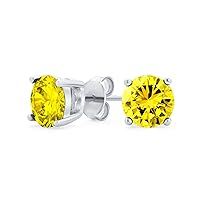 1Ct Round Cubic Zirconia Brilliant Cut Solitaire AAA CZ Stud Earrings For Women Sterling Silver Birth Month Colors 7MM