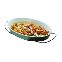 Mepra Set for Pasta with Oval China Bowl - Silver Finish, Dishwasher Safe Serveware