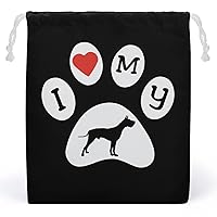 I Heart Love My Great Dane Canvas Drawstring Bags Reusable Storage Bag Gifts Jewelry Pouch Organizer for Travel Home