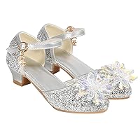 Children Girls Dance Shoes Crystal Sequins Performance Mary Jane Wedding Party Shoes Glitter Bridesmaids Low Heels Princess Dress Shoes