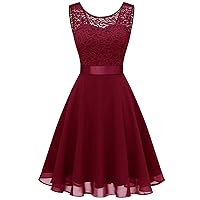 XJYIOEWT Dress to Hide Tummy,Women Short Floral Lace Bridesmaid Dress Female Knee Length Swing Party Dress Half Sleeve P