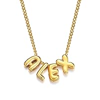 Bubble Letter Necklaces Custom 3D Bubble Letters Balloon Initial Necklaces for Women Girls Dainty Alphabet Pendant 14K Gold Name Personalized Jewelry Christmas Gifts-G-3