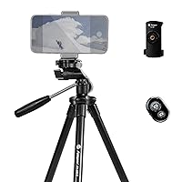 Fotopro Lightweight Phone Tripod with Remote 40 inches Camera Tripod Stand with Bag Phone Mount Travel Tripod for Camera iPhone Vlogging FY 583 Black