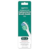 Amazon Basics Anti-Plaque Pro Replacement Brush Heads, White, 3 Count (Fits most Philips Sonicare Click-On Electric Toothbrushes) (Previously Solimo)