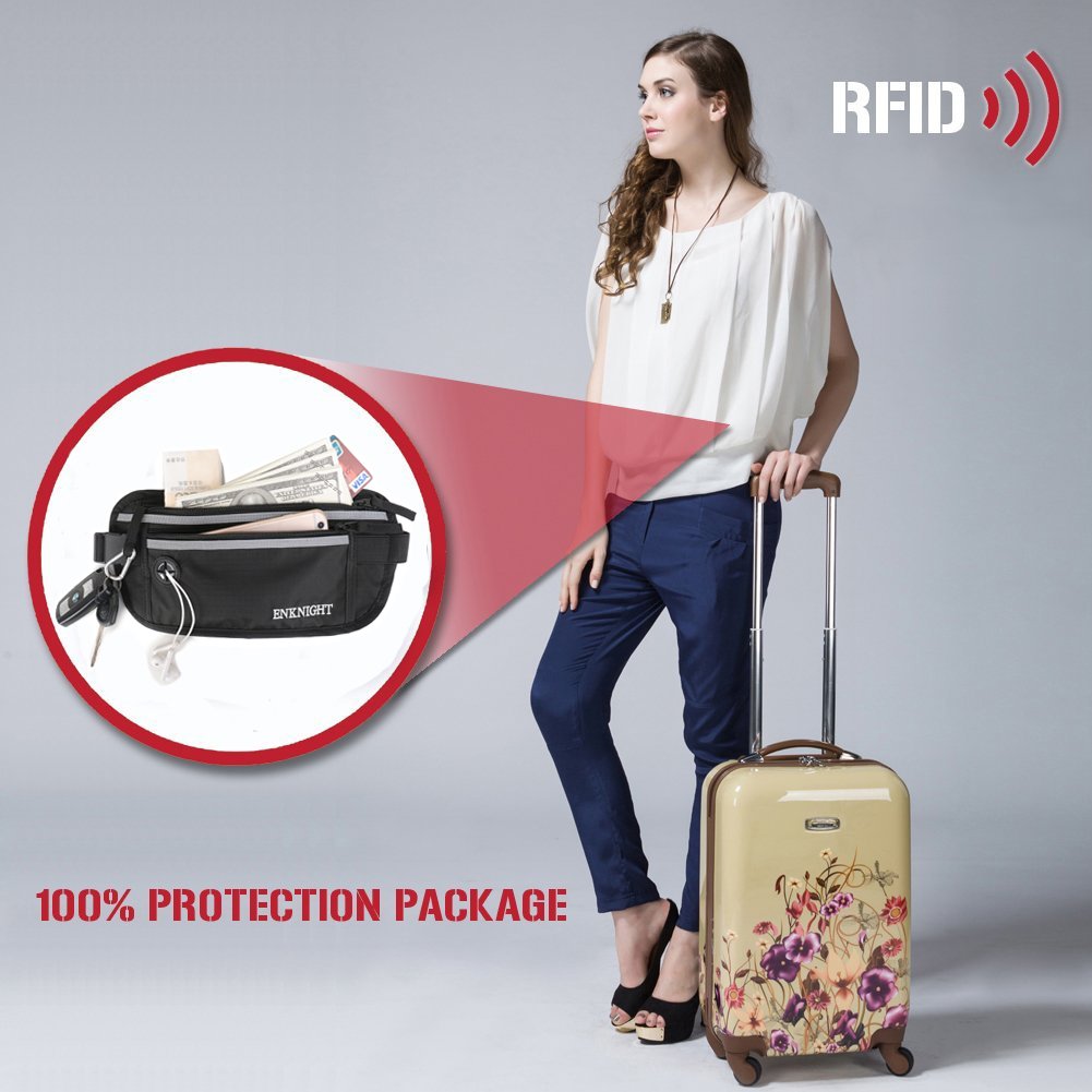 ENKNIGHT Big RFID Money Belt for Travel Running Waist Pack Fanny Pack