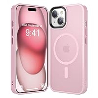 Magnetic for iPhone 15 Case [Compatible with Magsafe & Military-Grade Protection] Slim Protective Translucent Matte iPhone 15 Phone Case 6.1 inch, Pink
