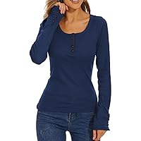 Womens Short Sleeve/Long Sleeve Tunic Tops for Leggings With Button Solid color 2024 Spring and Summer Slim fitting