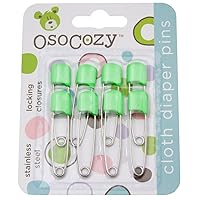 OsoCozy Diaper Pins - (Light Green) - Sturdy, Stainless Steel Diaper Pins with Safe Locking Closures - Use for Special Events, Crafts or Colorful Laundry Pins