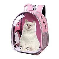 Cat Backpack Carriers,Pet Bubble Backpack,Breathable Pet Capsule Knapsack Airline Approved Small Space (Pink)