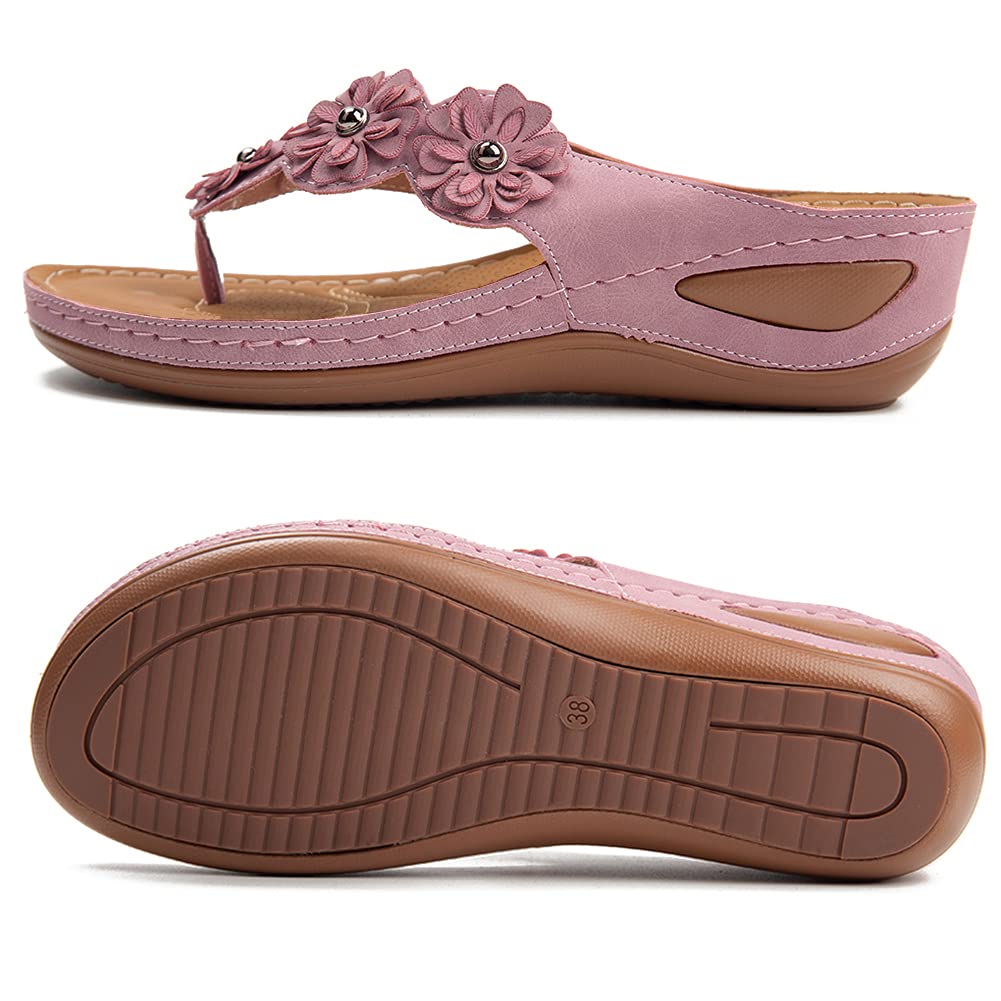 FUDYNMALC Casual Wedge Sandals for Women Comfortable Flower Clip Toe Summer Beach Sandals Fashion Ladies Bohemia Platform Dress Shoes