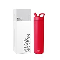 Simple Modern Water Bottle with Straw lid | Insulated Stainless Steel Thermos | Reusable Travel Water Bottles for Gym & Sports | Leak Proof & BPA Free | Mesa Collection | 24oz, Ember Red