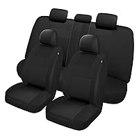 Car Seat Covers Full Set, Breathable Cloth Front and Rear Split Bench Seat Covers for Car, Universal Cloth Seat Covers for SUV Sedan Van, Automotive Interior Covers, Airbag Compatible