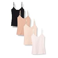 Amazon Essentials Women's Slim-Fit Knit V-Neck Layering Cami (Available in Plus Size), Pack of 4