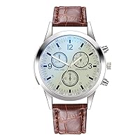 Men Blue-ray Glass Three-Eye Steel Band Watch, Business Leather Band Wrist Watch, Silicone Band Quartz Watch, Gift for Father, Husband and Friends