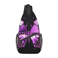 butterfly purple pint Unisex Chest Bags Crossbody Sling Backpack Lightweight Daypack for Travel Hiking