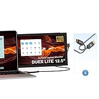 Duex Lite Grey & 8K DisplayPort Cable, Mobile Pixels Portable Monitor for Laptops with All-Inclusive Features, Vertical Desktop Monitor with USB-C Charging, Infinitely Adjus