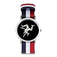 The Isle of Man Logo Unisex Quartz Watches Arabic Numerals Wrist Watch with Adjustable Strap for Men Women