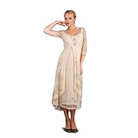 40163 Women's Wedding Downton Abbey Vintage Style Tea Party Gown in Pearl