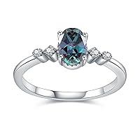 Created Alexandrite Gemstone Ring for Women S925 Sterling Silver/10K 14K 18K Gold Engagement Ring for Women Wedding Promise Anniversary Birthday Gemstone Destiny Jewelry