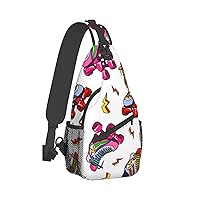 Color Roller Skates Print Print Crossbody Backpack Shoulder Bag Cross Chest Bag For Travel, Hiking Gym Tactical Use
