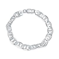 Bling Jewelry Men's Thick Solid Heavy .925 Sterling Silver Anchor Oval Forzata Chain Link Bracelet Made In Italy 8-8.5 Inch