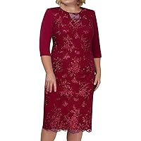 Plus Size Dresses for Wedding Guest Floral Lac Round Neck Half Sleeve Bodycon Cocktail Formal Party Dress for Women Sexy