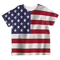 4th of July Waving American Flag All Over Toddler T Shirt Multi 4T