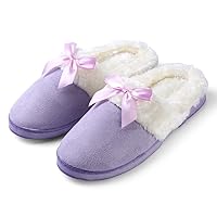 ROXIE Womens Memory Foam Fluffy Fur Slippers Fuzzy Plush Lining Slip On Clog House Shoes for Indoor Outdoor Use