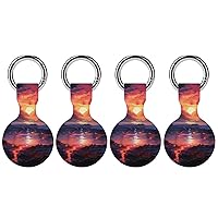 Sunrise Mountain Lava Flow Soft Silicone Case for AirTag Holder Protective Cover with Keychain Key Ring Accessories