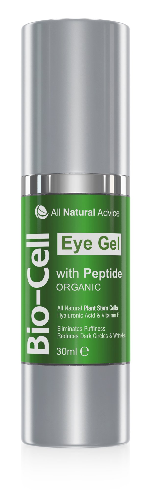 All Natural Advice Bio Cell Eye Gel with Peptide, Hyaluronic Acid and Vitamin E; Reduce the Look of Dark Circles and Wrinkles, Anti Aging Organic Skin Care (30 ml)