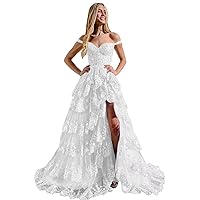 Sparkly TieWhite Lace Tulle Prom Dresses for Teens 2024 Spaghetti Straps Corset Formal Evening Gown with Slit
